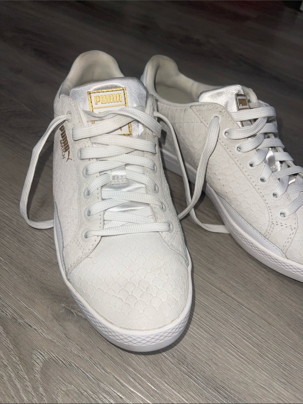 Puma Women's White Sneakers with Gold Accents